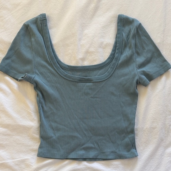 Women's Blue Ribbed Top - Picture 3 of 3